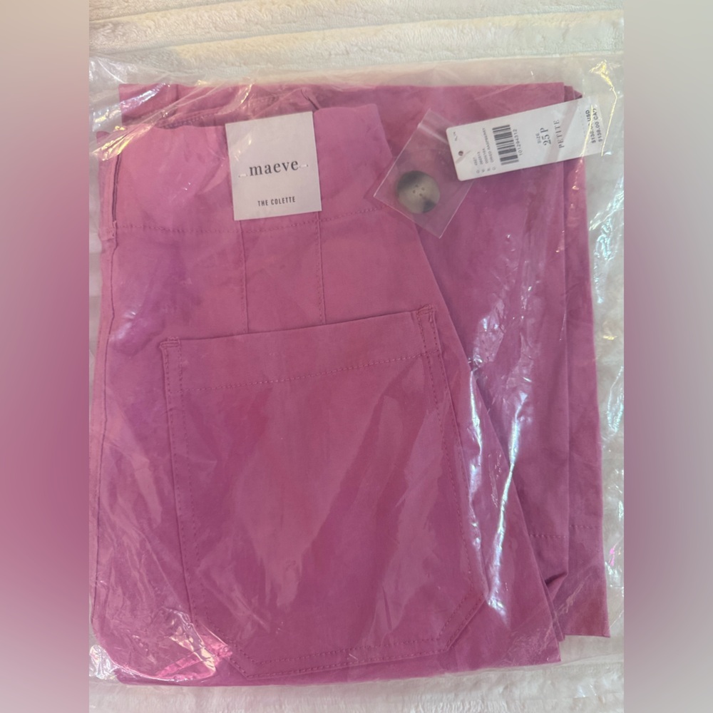 Anthropologie Colette Heart Pocket Wide Leg Cropped Pants Maeve Pink Valentines - Picture 7 of 7
